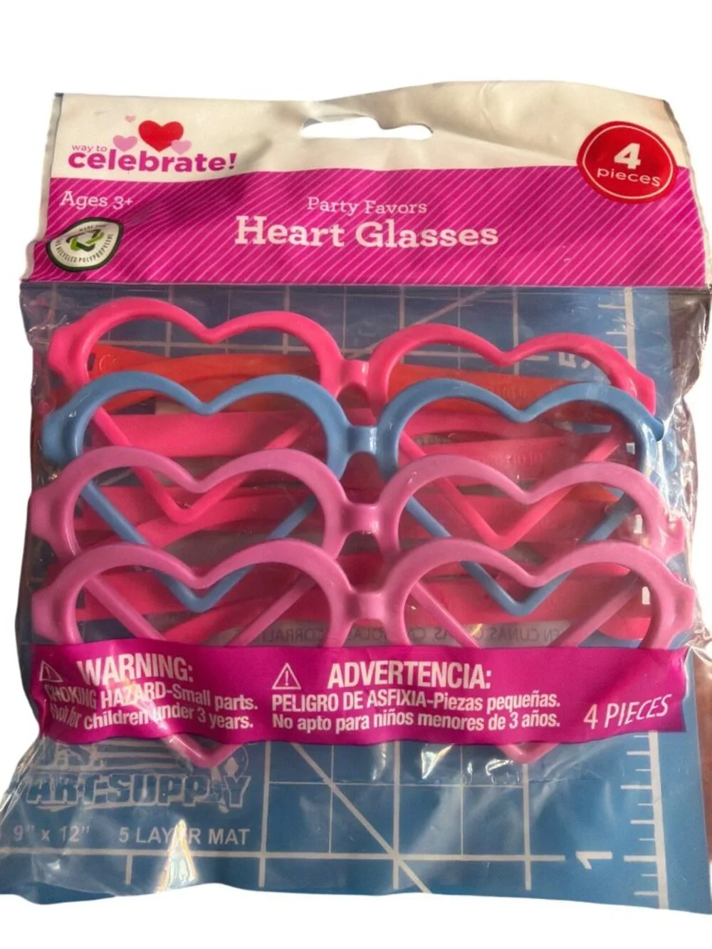 Heart Shaped Party Favor Glasses Slotted Design 7 Pairs Plastic Cosplay New
